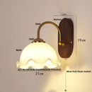 Axyaa Walnut Wood LED Wall Light Sconce Fixture with Pull Chain Switch