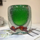 Axyaa Crystal Flower Vase: Bubble Glass Desktop Decoration for Dried or Hydroponic Flowers