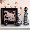 Axyaa Leopard Texture Glass Vase Modern Floral Arrangement Room Decor