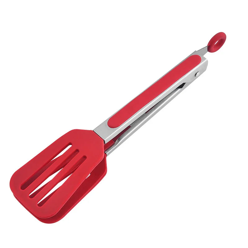 Axyaa Silicone Food Tong Stainless Steel BBQ Tongs Heat Resistant Kitchen Clips