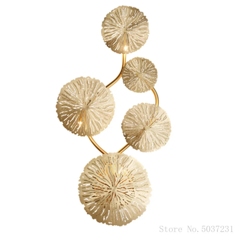 Axyaa Nordic Copper Lotus Leaf Wall Lamp Gold Sconce with G9 LED