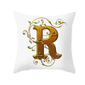 Axyaa European Gold 26 Letters Digital Printed Pillowcase for Home Decor