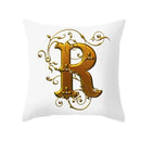 Axyaa European Gold 26 Letters Digital Printed Pillowcase for Home Decor