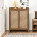 Axyaa 24 Pair Shoe Storage Cabinet, Rattan Doors, 6-Tier Farmhouse Style