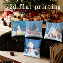 Axyaa Winter Cartoon Print Pillow Covers for Sofa, Bedroom, Car