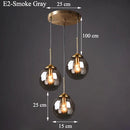 Axyaa Vintage Glass Globe Pendant Light Trio in Clear, Smoke Gray, or Amber