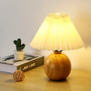 Axyaa Nordic Retro Ceramic Desk Lamp with Wood Grain Design
