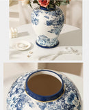 Axyaa Blue White Porcelain Vase Soft Decoration Living Room Hotel Model Room