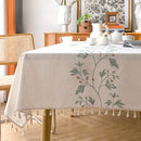 Axyaa Embroidered Cotton Linen Tablecloth Waterproof Dustproof Oil-Proof Dining Table