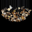 Axyaa Golden Glass Leaves Chandelier | Large Luxury Lighting Fixture