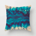 Axyaa Teal Blue Flower Leaves Pattern Pillow Case for Home Decor