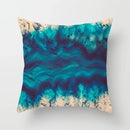 Axyaa Teal Blue Flower Leaves Pattern Pillow Case for Home Decor