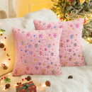 Axyaa Gold Snowflake Plush Pillowcase for Christmas Home Decor