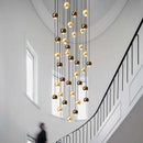 Axyaa LED Crystal Ball Chandelier - Round Gold Staircase Lighting Fixtures