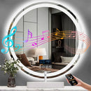Axyaa 800mm Round LED Bathroom Mirror Front+Backlit Bluetooth Colour Dimmable Anti-fog