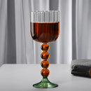 Axyaa Nordic Ripple Wine Glasses 370ml Creative Vintage Goblet Amber Ball Ring 12oz