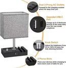 Axyaa Fabric Shade Knob Switch Table Lamp with USB Charging & Touch Control