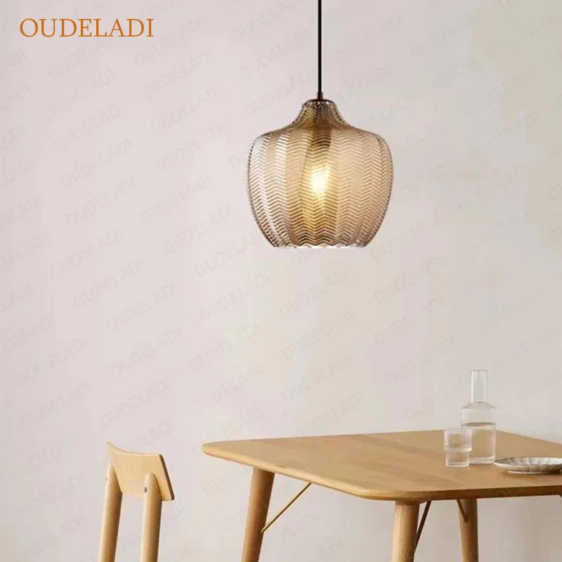 Axya Nordic Amber Glass Pendant Light for Kitchen, Restaurant, Bedroom