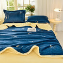Axyaa Cozy Milk Fleece Three-layer Blanket - Single Double Warm Sofa Office Nap Blanket