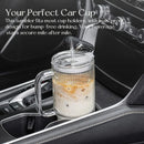 Axyaa Glass Tumbler Cup with Handle Lid & Straw, 24oz Reusable Big MAC Iced Coffee Mug