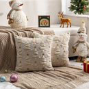 Axyaa Holiday Rabbit Fur Quilted Christmas Tree Pillowcase - Red Green Embroidered Sofa Cushion Cover