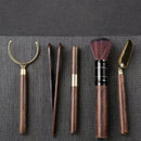 Axyaa Wooden Kung Fu Tea Set Tool Tea Tong Spoon Needle 5pcs Great for Tearoom
