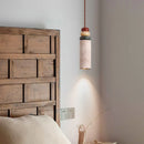 Axyaa LED Travertine Stone Cylinder Pendant Light for Bedroom and Living Room