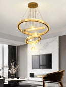 Axyaa Luxury Crystal Chandelier Ring Pendant Light - Elegant Living Room Fixture
