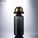 Axyaa Black Glass Vase with Golden Ball Lid - Desk Decoration, Flower Arrangement, Hydroponics