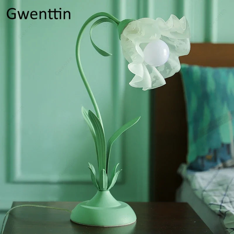 Axyaa Pink Flower LED Table Lamp - Modern Princess Bedroom Decor