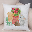 Axyaa Christmas Cartoon Animal Cushion Cover - Santa Claus Pillowcase