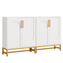 Axyaa Modern White Sideboard Buffet Cabinet with 4 Doors and Adjustable Shelves