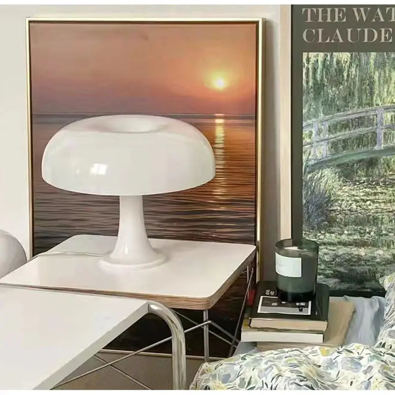 Axyaa Glass Mushroom Table Lamp for Bedroom Atmosphere, Retro Orange Lights