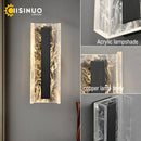 Axyaa 12W Acrylic Rectangle Copper Wall Sconce LED Light for Living Room & Bedroom