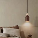 Axyaa Modern Iron LED Pendant Light in Yellow Travertine Stone