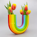 Axyaa Rainbow U-Shaped Resin Vase - Modern Aesthetic Home Decor Ornaments