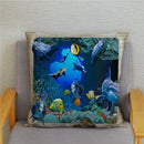 Axyaa Dolphin Ocean Pattern Cushion Cover for Kids Sofa & Home Decor