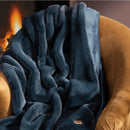 Axyaa Plush Faux Fur Reversible Throw Blanket Medium Weight Luxury Soft Bed Chair Blanket
