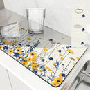 Axyaa Spring Flowers Kitchen Mat Absorbent Antiskid Quick Dry Bathroom Tableware Drain Pad