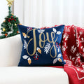 Axyaa Christmas Letter Pillow Cover Gold Holly Jolly Snowflake Soft Cushion Cover