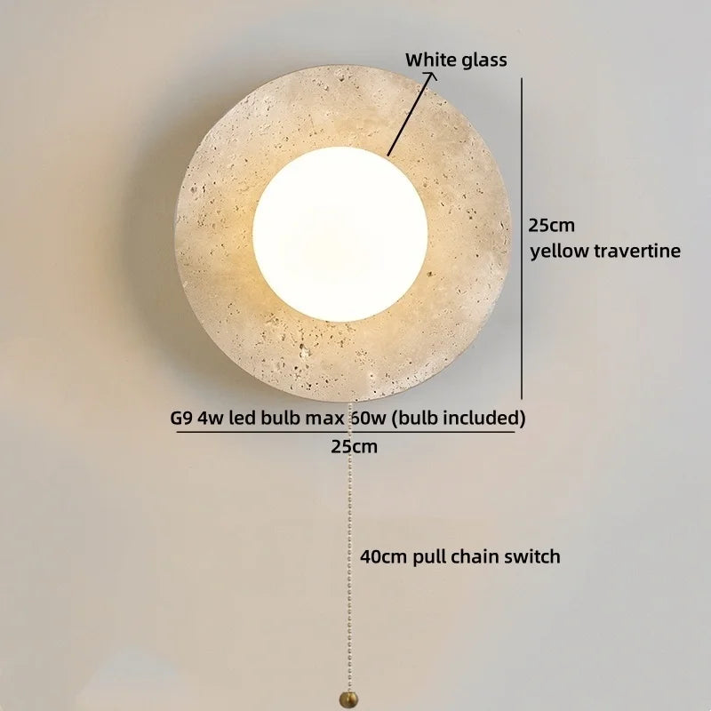 Axyaa Modern Nordic LED Wall Lamps Indoor Reading Yellow Travertine Wall Art Lighting