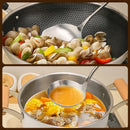 Axyaa Stainless Steel Wok Spatula Ladle Set with Wooden Handle