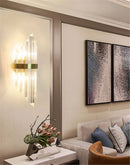 Axyaa Modern Black Gold Crystal Wall Lights for Bedroom Living Room Home Décor LED Sconce Fixtures