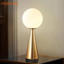 Axyaa Glass Ball Table Lamp with Creative Brass Cone Design