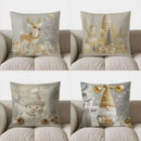 Festive Deer Print Pillow Cover for Sofa, Bedroom, Car by Axyaa