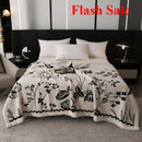 Axyaa European Cotton Fleece Blanket - Double-Layer Jacquard Sofa Blanket for All Seasons