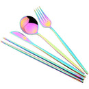Axyaa Stainless Steel Travel Cutlery Set - Spoon, Fork, Chopsticks, Straw in Portable Case