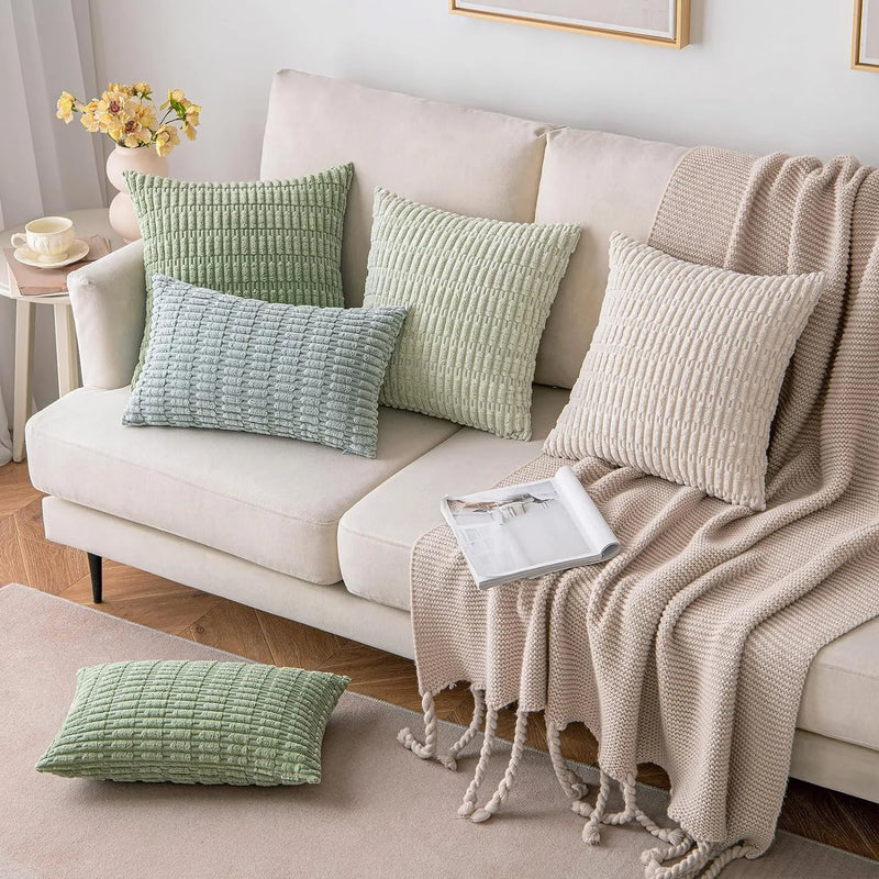 Corduroy Green Cushion Cover 45x45cm Axyaa Brand Sofa Pillowcase Home Decor