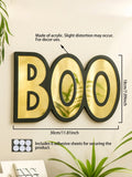 Axyaa BOO Shape Acrylic Wall Mirror, Black & Gold Spooky Aesthetic Decor for Home & Party