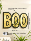 Axyaa BOO Shape Acrylic Wall Mirror, Black & Gold Spooky Aesthetic Decor for Home & Party